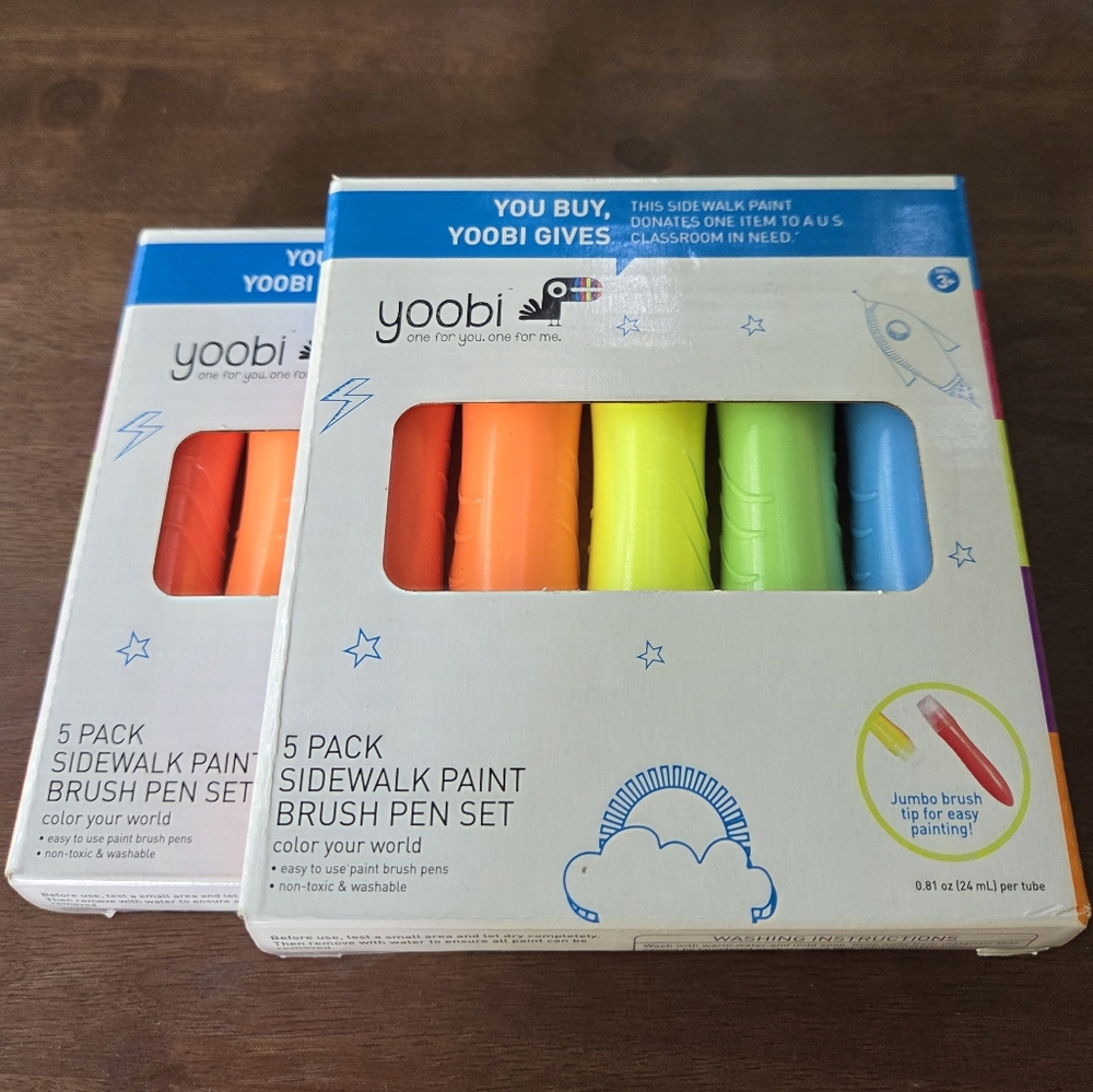 New 2 Boxes Yoobi Sidewalk Paint 5 Colors Each